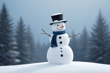 Fototapeta premium there is a snowman that is standing in the snow