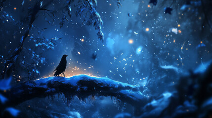 The image is magical and serene, ideal for a winter-themed desktop wallpaper.