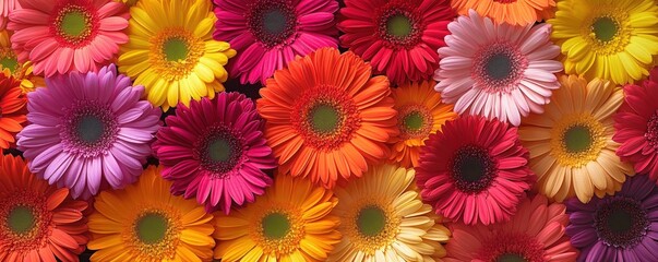 Fototapeta premium Vibrant Gerbera Daisies Colorful Flower Background