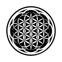 Naklejka premium Geometric flower icon in solid style