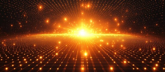 Fototapeta premium Spectacular cosmic explosion of glowing lights shimmering sparkles and fiery particles bursting forth in a dazzling display in the night sky Vibrant dynamic