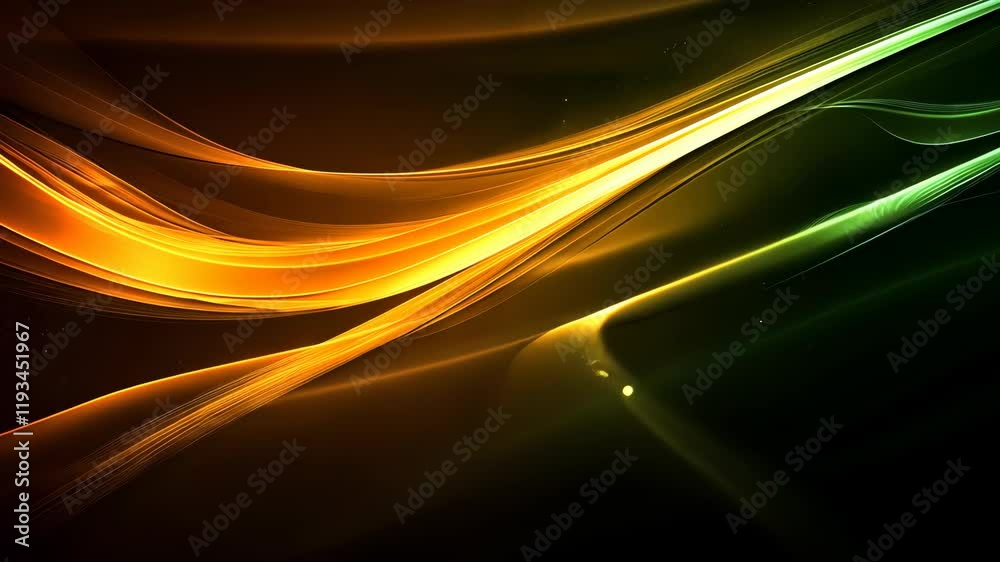 Wall mural Abstract Orange and Green Light Waves