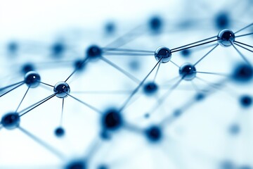 Abstract image of interconnected spheres and lines, representing molecular structures or technology networks, Ideal for scientific, technological, or educational materials
