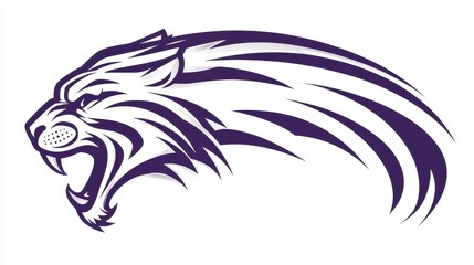 Obraz premium Fierce and Majestic Lion Head in Bold Purple Design