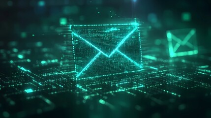 Lock and email symbol blending to show secured communication and private data transfer in a digital world, book illustration style