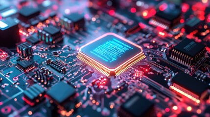 Obraz premium A high-tech quantum learning setup, where quantum computing accelerates the training of AI models for advanced learning applications