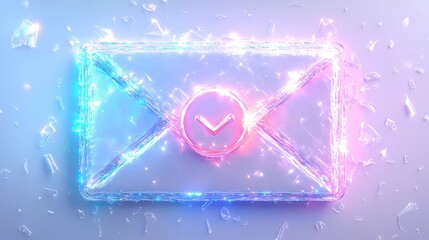 Naklejka premium Digital shield covering email icon representing safe online correspondence, encrypted data exchange, and cybersecurity protection, book illustration style