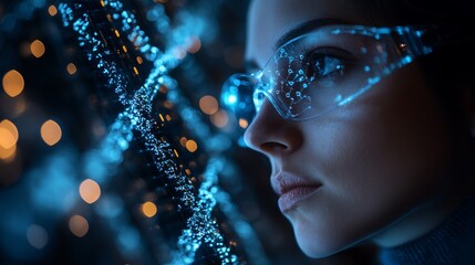 Advanced AI analyzes genetic code of a person in a high-tech laboratory setting