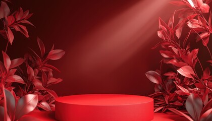 A red podium set against a loving theme, ideal for Valentine's Day promotions or product showcases that celebrate love.