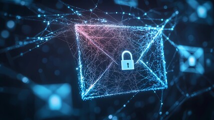 Shield and email icon merged to symbolize secure electronic correspondence, safe data exchange, and privacy protection, book illustration style