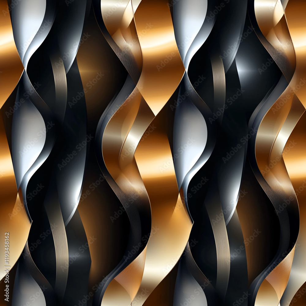 Poster elegant metallic wave texture with bronze and silver tones