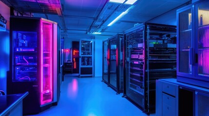 A quantum blockchain lab, where quantum computing optimizes blockchain infrastructure for secure, scalable digital transactions