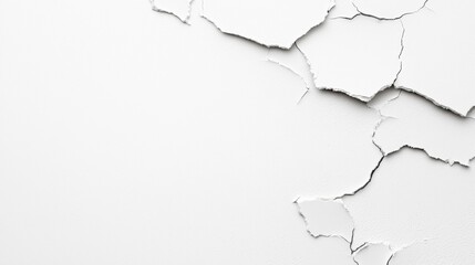 Obraz premium Cracked White Wall Surface with Peeling Paint and Texture