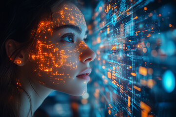 Two companies working together remotely with a digital interface. Bright lighting, contrast