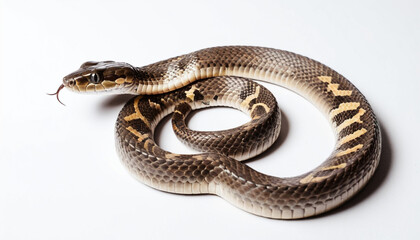 Snake on white background gliding gracefully without any noise