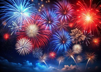 Fototapeta premium Festive Fourth of July Fireworks Background with Space for Text Overlay - Perfect for Patriotic Designs