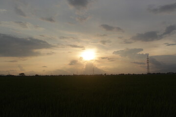 Beautiful sky with natural gradations. Thick clouds in the dusk sky on a winter night. Image of a cloudy sky in the afternoon. View of the night sky with golden light from the evening sun