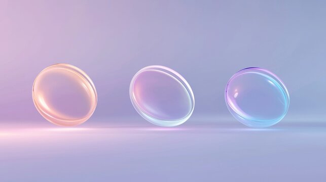 Three different colored spheres are shown on a white background