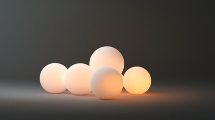 A group of white balls are lit up and arranged in a row