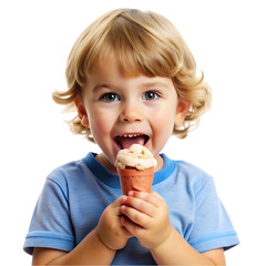 Adorable Toddler Boy Enjoying Sweet Ice Cream Cone fun kid cute food baby pure child happy