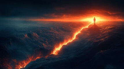 An imaginative representation of choice-variation, showing a person standing at a crossroads, surrounded by various vibrant options, symbolizing diverse opportunities in life.