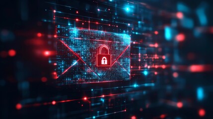 Secure electronic correspondence with encryption and data protection technology illustration.