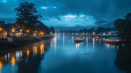 Fototapeta premium Before taking an evening stroll along the riverbank, checked the weather forecast for November 6, 2023, in Malang.