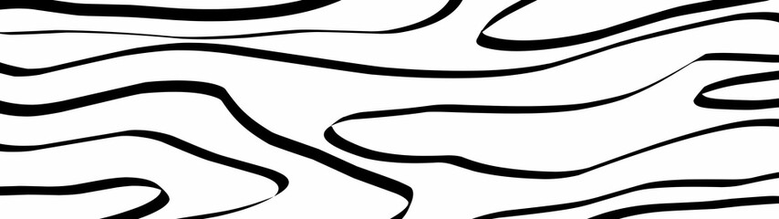 Minimalist abstract pattern with bold black wavy lines on a clean white background, offering a modern and striking visual. Perfect for prints, textiles, and digital projects