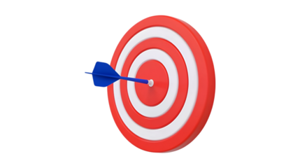3D red target icon, cartoon style on isolated transparent background