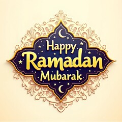 Ramadan Mubarak Text Design On Beautiful Background