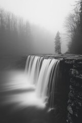 Waterfall in Black and White