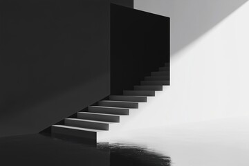 Fototapeta premium Ascending Staircase from Darkness to Light Symbolizing Overcoming Mental Illness