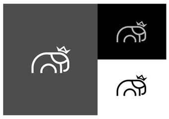 Elephant Crown Logo Silhouette Vector Illustration