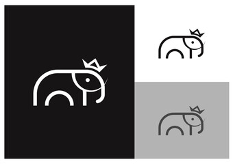 Elephant Crown Logo Silhouette Vector Illustration