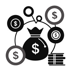 Money management icon .bag with money