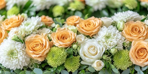 Vibrant Floral Arrangement with Orange and White Blooms in a Garden Setting