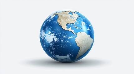 Fototapeta premium Detailed 3D Rendering of Planet Earth Globe Showing Continents and Oceans