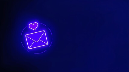 neon Email envelope Icon with heart