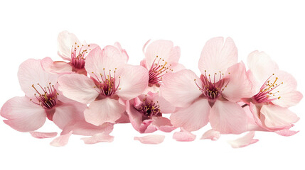Close-Up of Soft Pink Cherry Blossom Petals, Hanami Cherry Blossom Festival, transparent background, isolated on white, PNG file