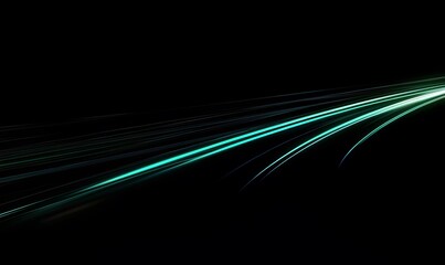 Luminous blue lines speed. Neon color glowing lines background, high-speed light trails effect. Futuristic dynamic motion technology, Generative Ai