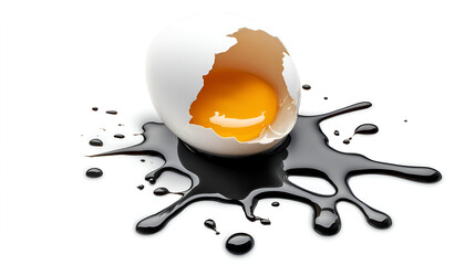 A white equally broken egg isolated on white backgroound