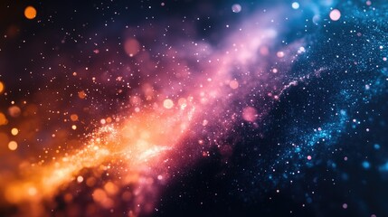 colorful galaxy with vibrant nebula and stars in deep space glowing in orange and blue tones
