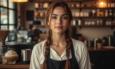 Young woman with braids in café setting