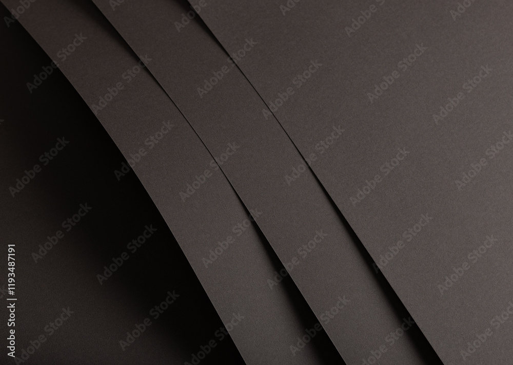 Aufkleber Charcoal gray paper background with matte, overlapping layers and subtle shadows. The textured gradient design creates a bold, refined, and versatile composition with a modern, artistic style.