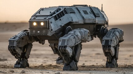 the robot from the movie ready player one in the desert.