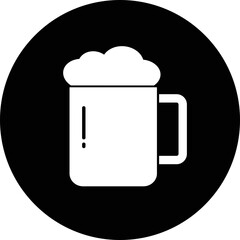 Depiction of frothy beer mug icon isolated on transparent background. Ideal for pubs, breweries, and beer enthusiasts seeking vintage charm black flat vector drink glass symbol
