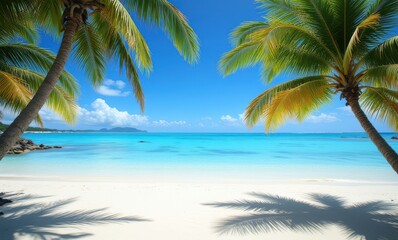 Tropical beach with palms and clear water