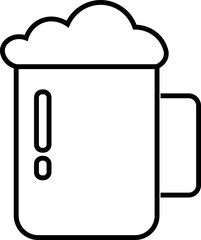 Depiction of frothy beer mug icon isolated on transparent background. Ideal for pubs, breweries, and beer enthusiasts seeking vintage charm black line vector  drink glass symbol