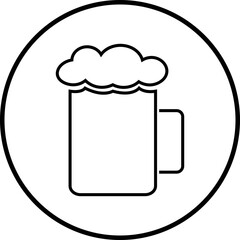 Depiction of frothy beer mug icon isolated on transparent background. Ideal for pubs, breweries, and beer enthusiasts seeking vintage charm black line vector  drink glass symbol