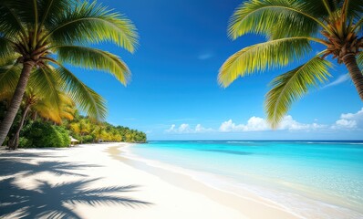 Serene beach with palm trees and turquoise water